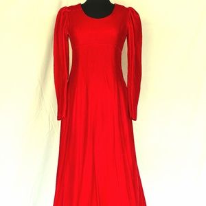 Vintage Handmade True Red Velvet Dress